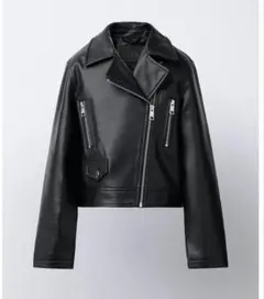 ZARA キッズ 新品 フェイクレザーライダースジャケット 122