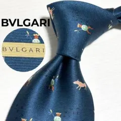 BVLGARI ブルガリ ネクタイ ネイビー キャラクター柄 総柄 セッテピエゲ