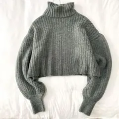 【ナイスクラップ】リブセーター ショート丈 短丈 タートルネック 無地 F