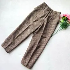 タータンチェック　タッククロップドパンツ　レディース　トラッドスタイルビンテージ