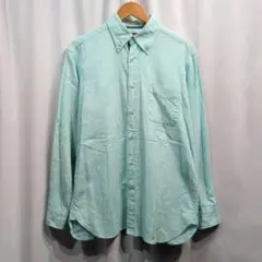 ◯brooks brothers アイリッシュリネン長袖ボタンダウンシャツ 緑
