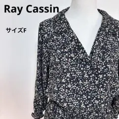 Ray Cassin 小花柄ロングワンピース ウエストゴム長袖サイズF【605】