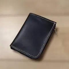 く*う様 超特価·☆ヌメ革(茶芯·ブラック)☆ハンドメイド☆コンパクトウォレット