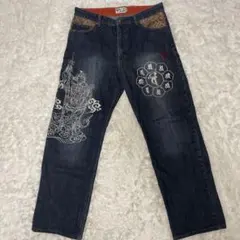 美品✨　絡繰魂　和柄　刺繍　デニムパンツ　w36