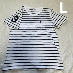 US POLO ASSN ポロ　ストライプTシャツ 半袖　Lサイズ