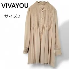 【美品】VIVAYOU ベージュ シアー長袖ブラウス ボウタイ付き M