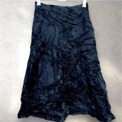 黒 ベロア フレアスカート ロング 光沢 ヴィンテージ風