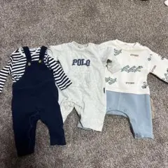 ロンパース　ボーダーサロペット　ユニクロ　POLObaby 恐竜　60〜70cm