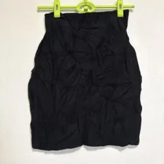 黒リブ編み　タイトスカート　ミニスカート　ブラック　シンプル　無地　海外古着