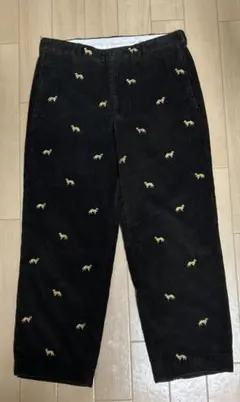 ブルックスブラザーズ 総柄 太畝 コーデュロイ パンツ 犬　刺繍