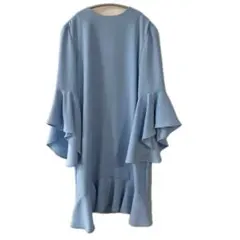 【定価6万弱】YOKO CHAN フリルスリーブ ワンピ サックス 36