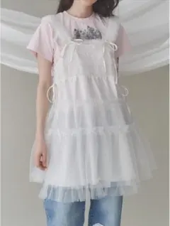 merry jenny チュールコルセットミニワンピース オフホワイト