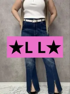 【新品】しまむら Mary デニムフレアパンツ LLのサムネイル