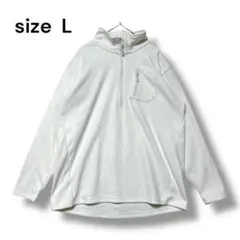 レディース　フリース　ハーフジップ　Ｌ　アイボリー　長袖　無地