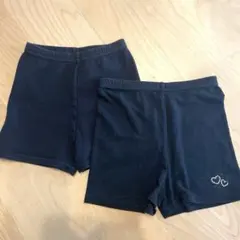 女の子 黒 一分丈オーバーパンツ 120cm 2枚セット