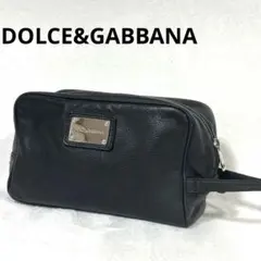 DOLCE&GABBANA レザー セカンドバッグ ポーチ　ロゴプレート