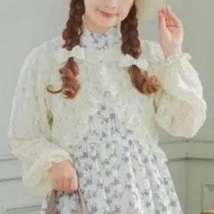 しまむら 青木美沙子 ボレロ カーディガン レース リボン 生成 クリームのサムネイル