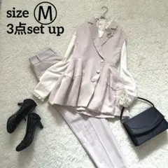 ママスーツ　入学式　七五三　セレモニースーツ　ジレ　3点セット