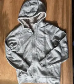 内ボア ジップアップフードパーカー グレー ユニセックス