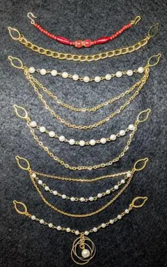 羽織紐ほか アクセサリー６点 エレガントなパールと金属 #100-5