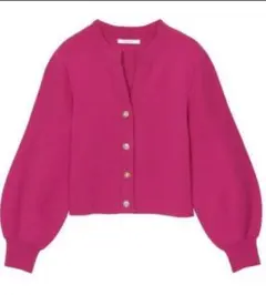 未使用級❤️近年モデル　ウェーブフラワークルーネックカーディガン　アナイ　ピンク 未使用級❤️近年モデル ウェーブフラワークルーネックカーディガン