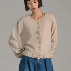 LOWRYSFARM チビフリルカーディガンLS アイボリー