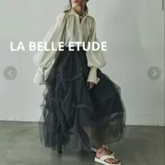 【LA BELLE ETUDE】 ドレープリボンボリュームHAT ハット 黒 ラベルエチュード（la belle Etude） ドレープリボンボリュームHAT