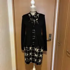 美品❤️ボウタイ付きワンピースとワールドのカーディガンのセット