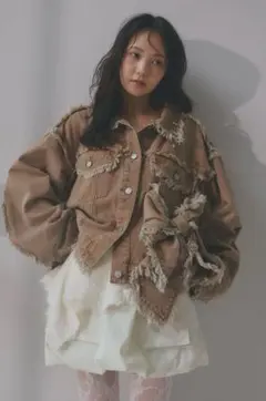 Andequal ribbon design denim jacket デニム - メルカリ