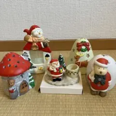 クリスマス　キャンドルホルダー　5点セット　おまけ付　サンタクロース　スノーマン