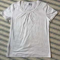 J.PRESS ホワイト ラウンドネック Tシャツ ギャザー入りのサムネイル