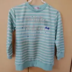 新品、タグ付き、マザウェイズ、ミントグリーン、ストライプ 長袖トレーナー　120