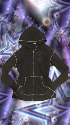 ブラック ジップアップ パーカー　champion