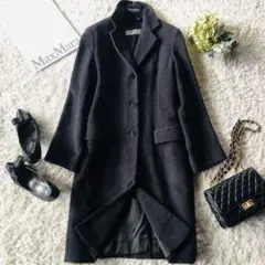 美品✨マックスマーラ ベルテッドコート マキシ丈 女優襟 銀タグ ブラック ￼L 美品✨マックスマーラ ベルテッドコート マキシ 女優襟 銀タグ ブラウン 40