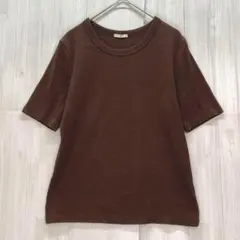 GU ジーユー　リブカットソー　半袖　茶色　L