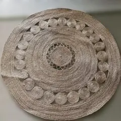 천연 대마 (황마) 원형 러그 120cm