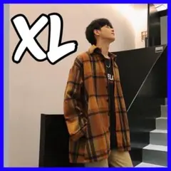 ジャケット シャツ 厚手 ビッグシルエット チェックアウター ユニセックス XL