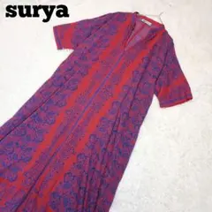 マライカ　スーリヤsurya　ワンピース　レトロ柄　インド製　総柄