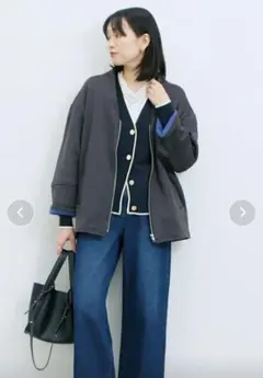 ノーカラージャケット グレー Lサイズ