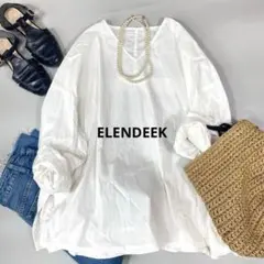 ELENDEEK バックフレア ブラウス 白 ボリューム袖 体型カバー 美品のサムネイル