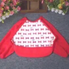 長袖お食事エプロンMサイズ　レッドリボン