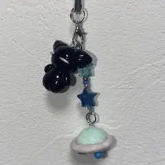 UFOと猫の樹脂粘土キーホルダー