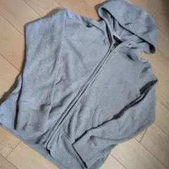 140 UNIQLO　グレー ジップアップパーカー リブ編み ユニクロ
