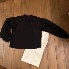 オペークドットクリップ　ブラック　ブラウス