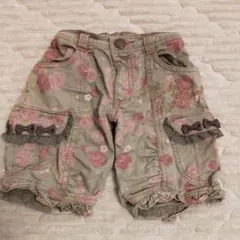 メゾピアノ120cm　花柄フリル付きハーフパンツ