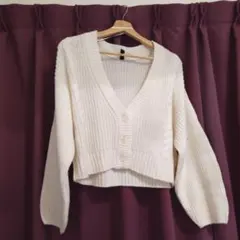 H&M Vネック ニットカーディガン ホワイトのサムネイル