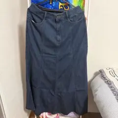 GU ライトデニムフレアマキシスカート ブルー
