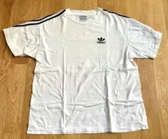【希少カナダ製】90s アディダス Tシャツ 刺繍ロゴ 3本ライン ホワイト L