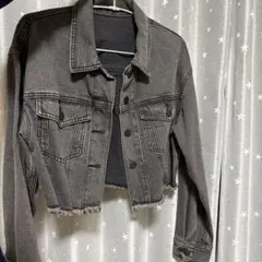 グレー デニムジャケット ショート丈