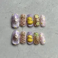 ネイルチップ プリンセスネイル ラプンツェルモチーフネイル ガーリーネイル